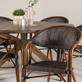 Rosario Jídelní stůl- Teak Ø140 + Vila Real Caféchair 2-balení - Hnědá/Černá _6