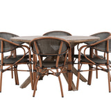 Rosario Jídelní stůl- Teak Ø140 + Vila Real Caféchair 2-balení - Hnědá/Černá _6