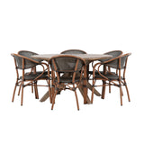 Rosario Jídelní stůl- Teak Ø140 + Vila Real Caféchair 2-balení - Hnědá/Černá _6