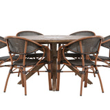 Rosario Jídelní stůl- Teak Ø140 + Vila Real Caféchair 2-balení - Hnědá/Černá _6