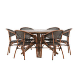 Rosario Jídelní stůl- Teak Ø140 + Vila Real Caféchair 2-balení - Hnědá/Černá _6