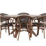 Rosario Jídelní stůl- Teak Ø140 + Vila Real Caféchair 2-balení - Hnědá/Černá _6
