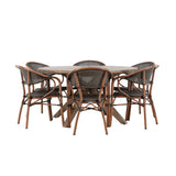 Rosario Jídelní stůl- Teak Ø140 + Vila Real Caféchair 2-balení - Hnědá/Černá _6