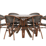 Rosario Jídelní stůl- Teak Ø140 + Vila Real Caféchair 2-balení - Hnědá/Černá _6