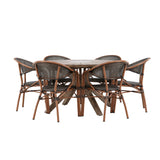 Rosario Jídelní stůl- Teak Ø140 + Vila Real Caféchair 2-balení - Hnědá/Černá _6