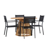 Lumpur Jídelní stůl Akácie - Teaklook / Kulatý ø110**75 + Stohovací židle Copacabana - Černá/Černá - Ersätter 4131-408 _4