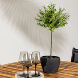 Lumpur Jídelní stůl Akácie - Teaklook / Kulatý ø110**75 + Stohovací židle Copacabana - Černá/Černá - Ersätter 4131-408 _4