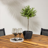 Lumpur Jídelní stůl Akácie - Teaklook / Kulatý ø110**75 + Stohovací židle Copacabana - Černá/Černá - Ersätter 4131-408 _4