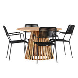 Lumpur Jídelní stůl Acacia - Teaklook / Kulatý ø110**75 + křeslo Lindos - Black Alu / Black Lano _4