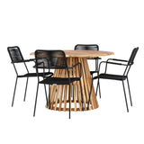 Lumpur Jídelní stůl Acacia - Teaklook / Kulatý ø110**75 + křeslo Lindos - Black Alu / Black Lano _4