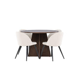 Bootcut jídelní stůl se sametovou jídelní židlí