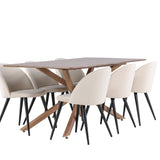 Jídelní stůl Piazza se sametovou jídelní židlí