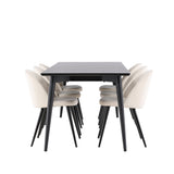 Jídelní stůl Ellis se sametovou jídelní židlí