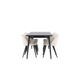 Jídelní stůl Ellis se sametovou jídelní židlí