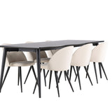 Jídelní stůl Ellis se sametovou jídelní židlí