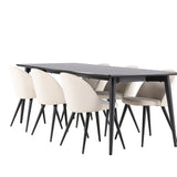 Jídelní stůl Ellis se sametovou jídelní židlí