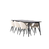 Jídelní stůl Ellis se sametovou jídelní židlí