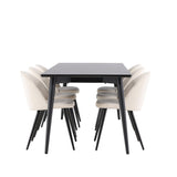 Jídelní stůl Ellis se sametovou jídelní židlí