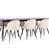 Jídelní stůl Ellis se sametovou jídelní židlí