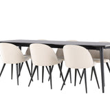 Jídelní stůl Ellis se sametovou jídelní židlí