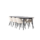 Jídelní stůl Ellis se sametovou jídelní židlí