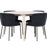 Stůl Flora - Whitewash se 4 židlemi Edina - Black