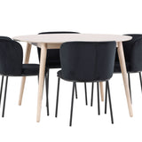 Stůl Flora - Whitewash se 4 židlemi Edina - Black