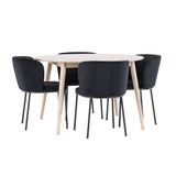 Stůl Flora - Whitewash se 4 židlemi Edina - Black