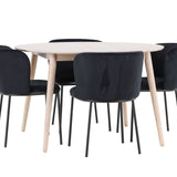 Stůl Flora - Whitewash se 4 židlemi Edina - Black