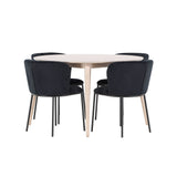 Stůl Flora - Whitewash se 4 židlemi Edina - Black