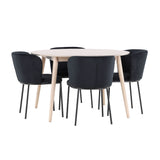 Stůl Flora - Whitewash se 4 židlemi Edina - Black