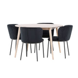 Stůl Flora - Whitewash se 4 židlemi Edina - Black