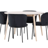Stůl Flora - Whitewash se 4 židlemi Edina - Black
