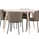 Stůl Flora - bílý se 4 židlemi Edina - černá / hnědá