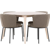 Stůl Flora - bílý se 4 židlemi Edina - černá / hnědá