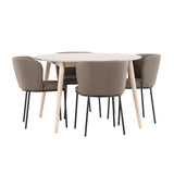 Stůl Flora - bílý se 4 židlemi Edina - černá / hnědá