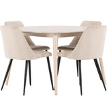 Stůl Flora - Bílý se 4 nočními křesly - Černá / Béžová