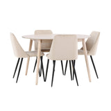 Stůl Flora - Bílý se 4 nočními křesly - Černá / Béžová