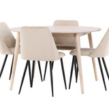Stůl Flora - Bílý se 4 nočními křesly - Černá / Béžová