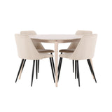 Stůl Flora - Bílý se 4 nočními křesly - Černá / Béžová