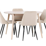 Stůl Flora - Bílý se 4 nočními křesly - Černá / Béžová