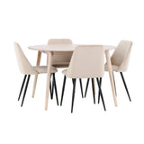 Stůl Flora - Bílý se 4 nočními křesly - Černá / Béžová
