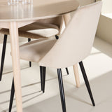 Stůl Flora - Bílý se 4 nočními křesly - Černá / Béžová