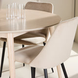 Stůl Flora - Bílý se 4 nočními křesly - Černá / Béžová