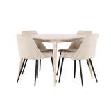 Stůl Flora - Bílý se 4 nočními křesly - Černá / Béžová