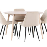 Stůl Flora - Bílý se 4 nočními křesly - Černá / Béžová