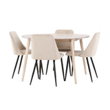 Stůl Flora - Bílý se 4 nočními křesly - Černá / Béžová