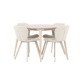 Stůl Flora - Whitewash se 4 židlemi Lilja - Béžová