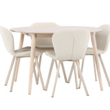 Stůl Flora - Whitewash se 4 židlemi Lilja - Béžová