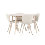 Stůl Flora - Whitewash se 4 židlemi Lilja - Béžová